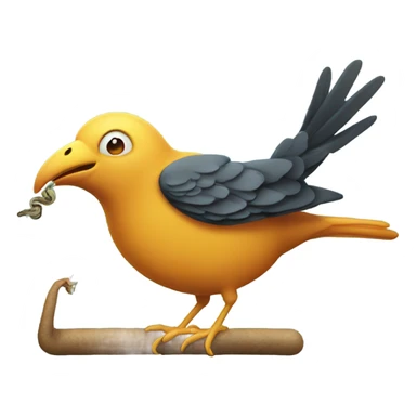 Bird eating worm sticker