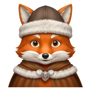 Fox wearing viking silver hat and fur cape sticker