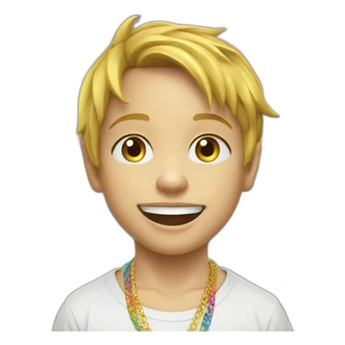 Skater Rainbow Shirt 7 years old boy Golden necklace sticker