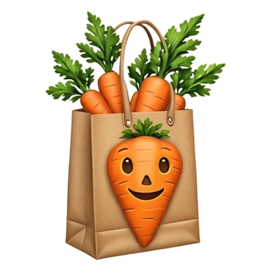 paper shopping bag with carrot. Transparent background sticker