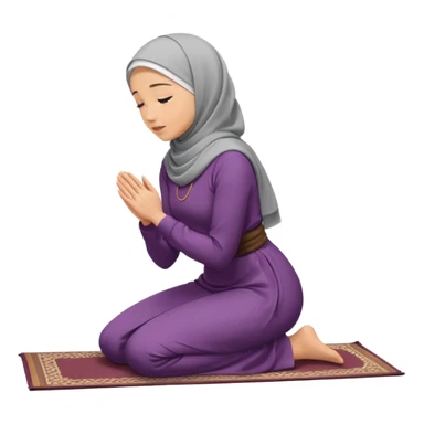 Woman Kneeling for Islamic prayer side view face to the floor sticker