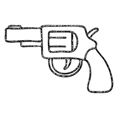 hand-drawn outlined gun icon, sketchy look sticker