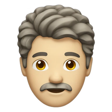 white man with mullet haircut and a mustache sticker