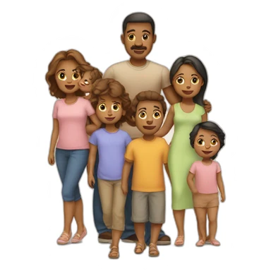 Father, mother, and five babies. sticker