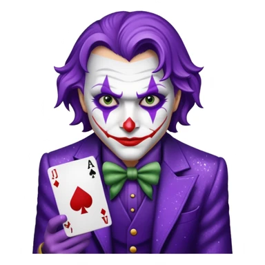 Glitter Purple and White Joker Gangster Card sticker
