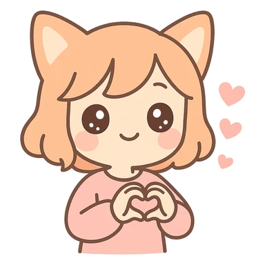cute human with fox ears, expressing love, charming and endearing style sticker