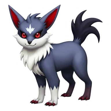 Vampiric feral emo dark Zangoose-Absol-Noibat-Fakémon-hybrid-creature (full body) sticker