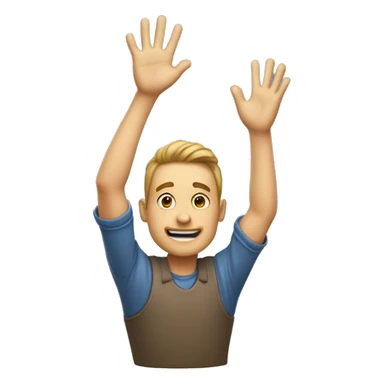 a man going for a high five emphatically from above his head and with an open mouth sticker