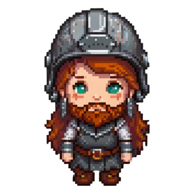 dwarf woman with helmet and beard sticker