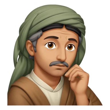 Middle Eastern sage with hand on chin asking himself questions in deep thought sticker