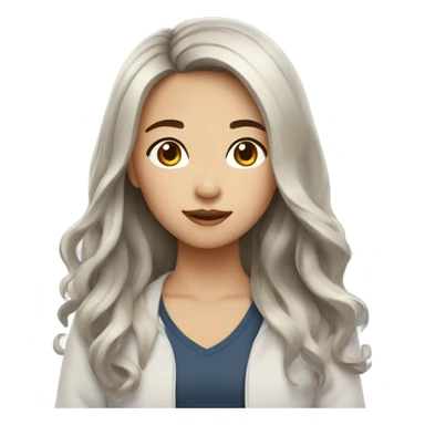 Asian girl with medium brown hair and dark brown eyes and long wavy hair sticker