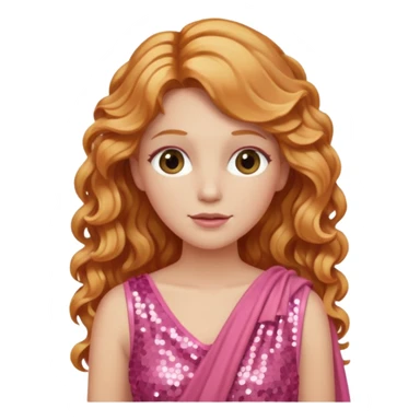 Venus, Goddess of  from Roman Deities with long strawberry blonde wavy hair, pink sequin toga sticker
