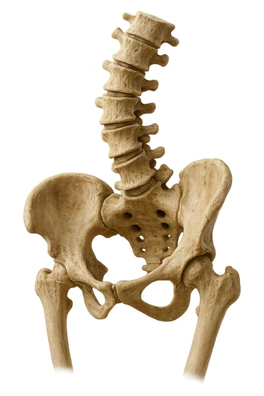 OSSA DI UN BACINO UMANO STORTO CON SPINA DORSALE STORTA, IPERREALISTICO 4K sticker