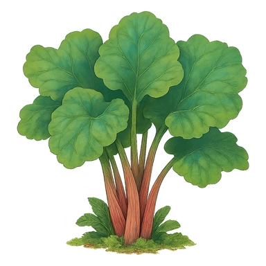 ghibli style rhubarb, lush and whimsical sticker
