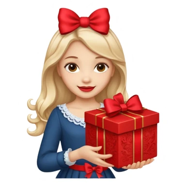 A smiling girl holding a beautiful box in her hand sticker