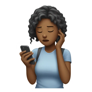 girl exhausted from being on her phone  sticker