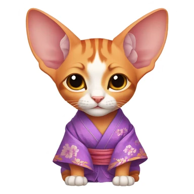 cute orange sphinx kitten in an puple kimono sticker