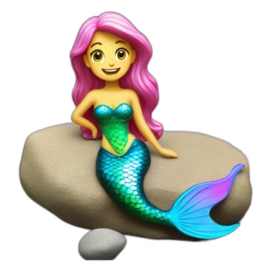 Mermaid on a rock holographic sticker