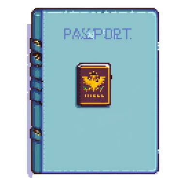 pixel art style passport, closed, simple design sticker