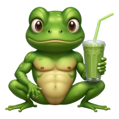 crazy muscular frog drinking protein shake sticker