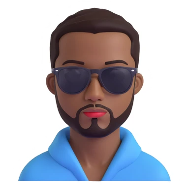 portrait of a black man with dark sunglasses, stylish look, head and shoulders portrait, plain background sticker