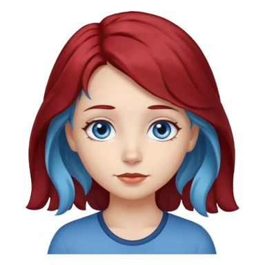 Half blue wavy haired blue eyed girl and straight little bit dark red haired dark brown eyed girl sticker