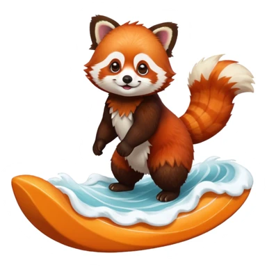 Red Panda 2d wave bye cute sticker