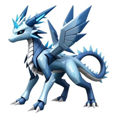 Spikey, spiky, Cyborg-Kyurem-Glaceon-dialga-hybrid, full body, no wings, without wings sticker