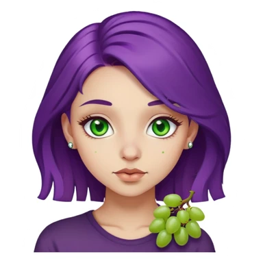 girl with green eyes, grape purple hair, a nose piercing, light skinned and really pretty sticker
