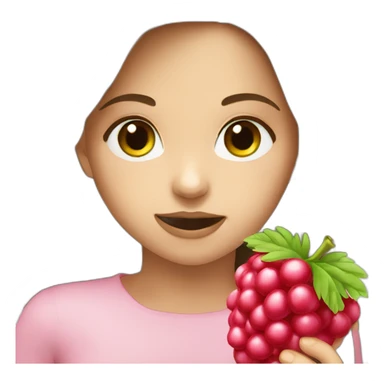 Girl brown hair and green eyes eating Raspberry sticker