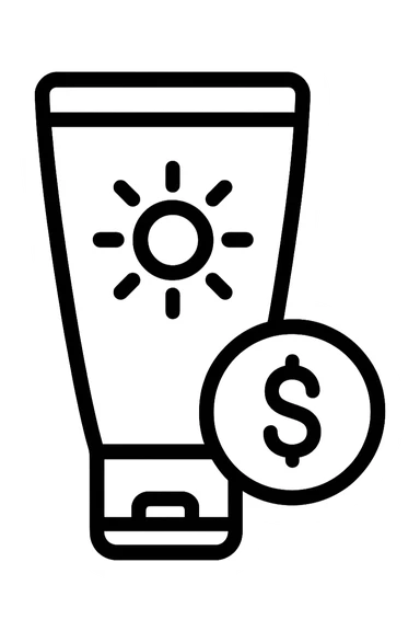 icona della crema solare con i soldi sticker