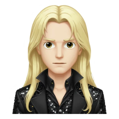 Alucard with long blonde hair, black sequin outfit sticker