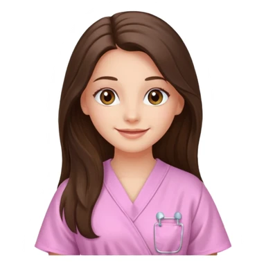 happy long haired brunette girl hazel eyes in light pink in therapy sticker