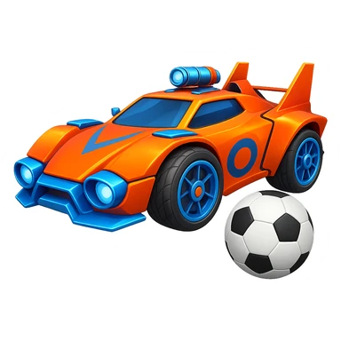 Add a soccer ball next to the Rocket League car. Keep the background transparent. sticker