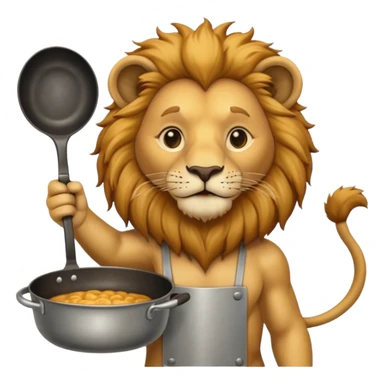 Lion holding up a pan sticker