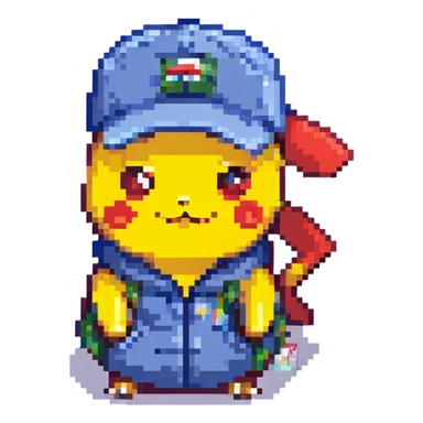 pikachu wearing Ash Ketchum's hat sticker