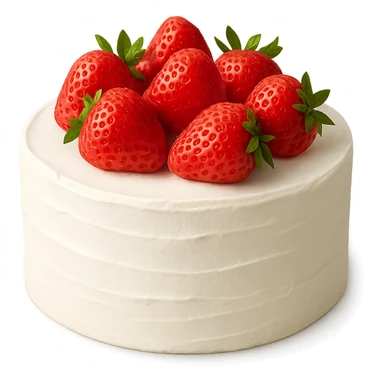white cake with strawberries on top sticker