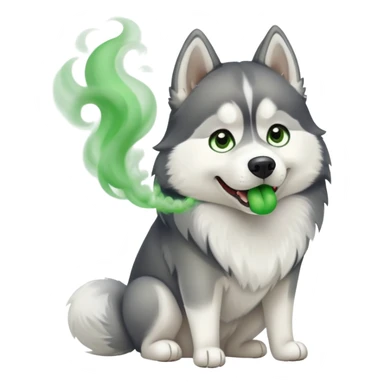 Husky dog farting green smoke sticker