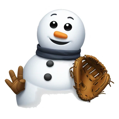 snowman with a baseball glove in left hand sticker