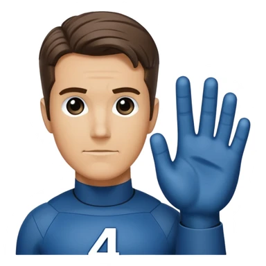 reed richards from fantastic four with the number 4 on chezt sticker