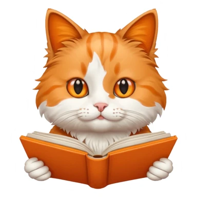 cat reading book sticker