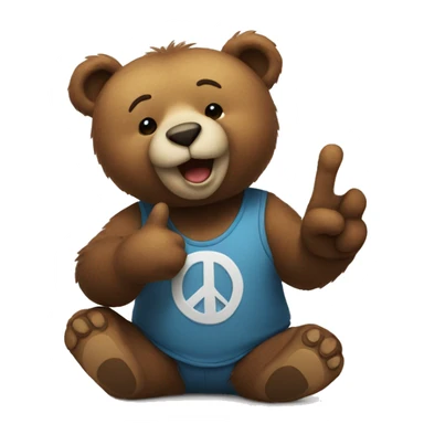 A bear doing a peace sign  sticker