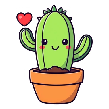 Happy Cactus best friends with heart eyes in a pot sticker