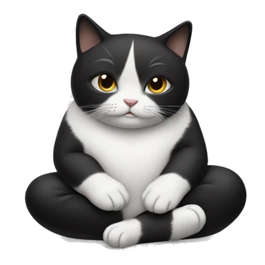 Meditating black and white cat sticker