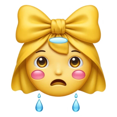 Crying emoji with a bow on its head sticker