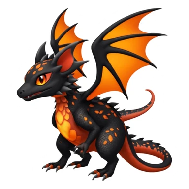 Magmatic furry spotted Salandit-Noivern-Litten-Hybrid (Full body) sticker