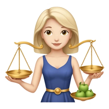 Libra woman emoji, elegant, holding scales sticker