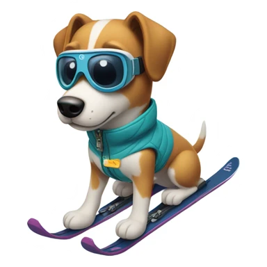 A skiing dog  sticker