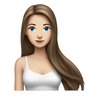 White girl with long brown hair and blue eyes sticker