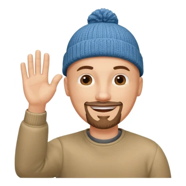 White bald with goatee hand raised knit cap sticker